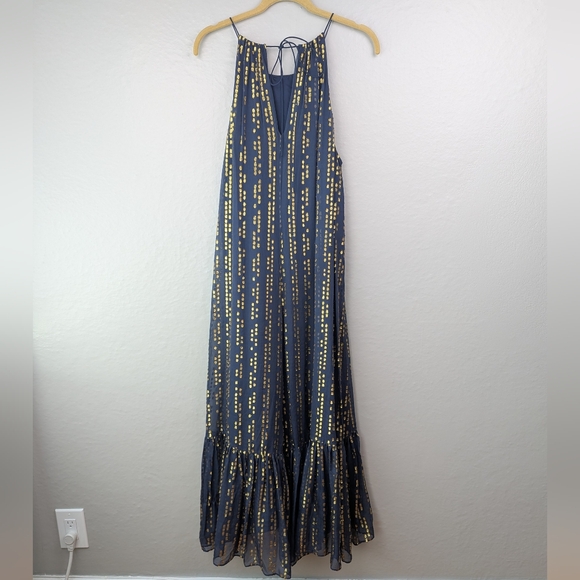 Tibi Metallic Gold Fil Coupe Maxi Dress 6 - Picture 2 of 8